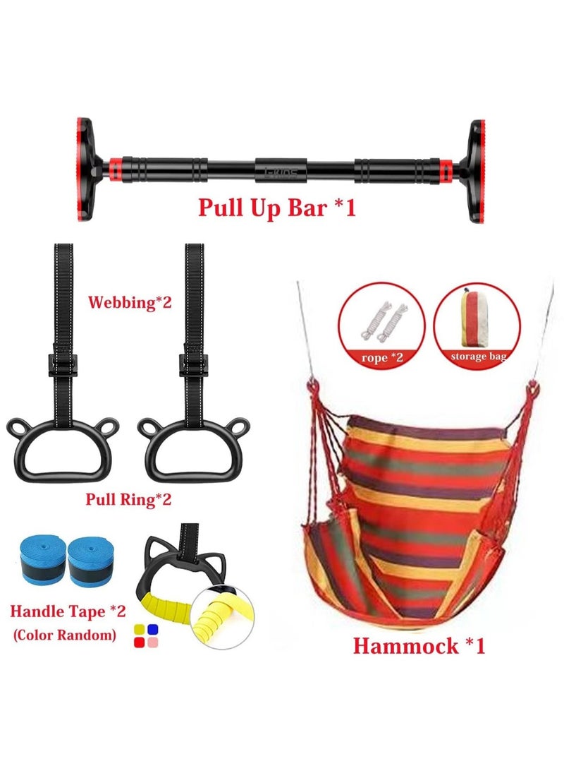 VUCATIN كرسي أرجوحة للأطفال، حبل أرجوحة،  سحب، مجموعة لياقة بدنية للأطفال في الأماكن المغلقة (أحمر) - Image 2