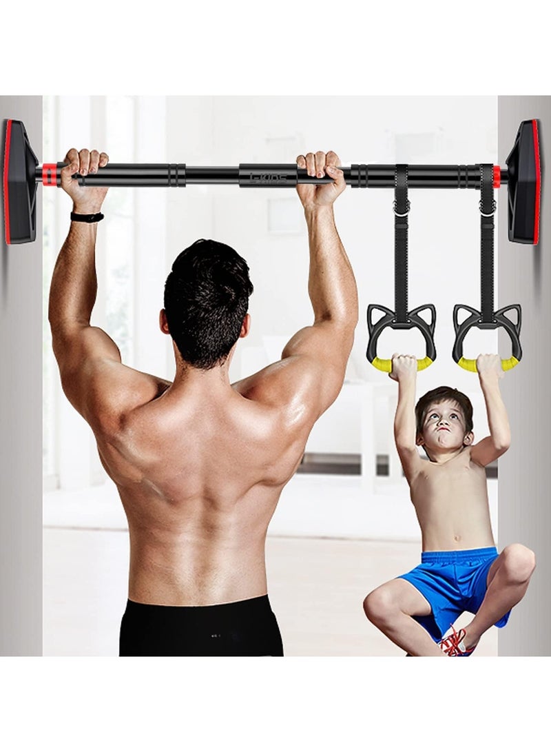 VUCATIN كرسي أرجوحة للأطفال، حبل أرجوحة،  سحب، مجموعة لياقة بدنية للأطفال في الأماكن المغلقة (أحمر) - Image 4