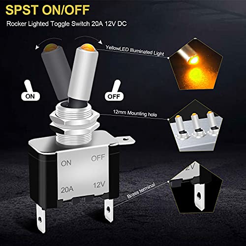 Twidec مفتاح تبديل مضاء بتقنية الروكر 3 قطع 12 فولت 20 أمبير للاستخدام الثقيل في سيارات السباق - Image 3