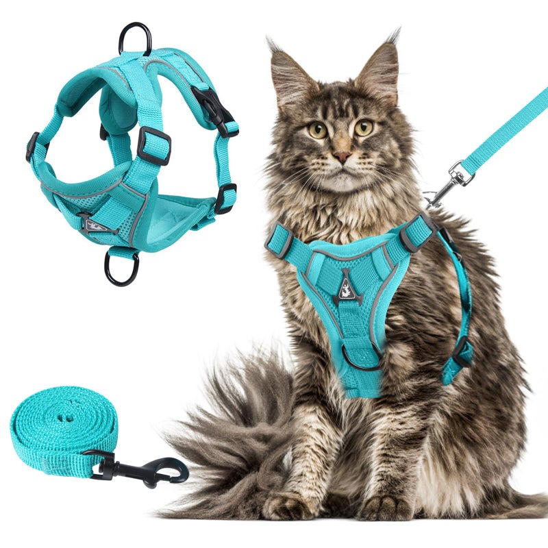Wanheart Summer cat Chest Harness and Leash, Anti-Escape Adjustable Soft mesh cat Leash and Chest Harness Set for All Types of Cats cat Vests (Grey, XL:16.5-22.04lb) - Image 1