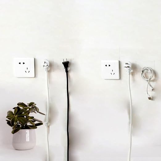 ROKTRY Transparent Reusable Wall Storage Power Plugs Socket Holder Free Punching Stickers Wall Hook Wire Plug Bracket Hook 10  - Image 2