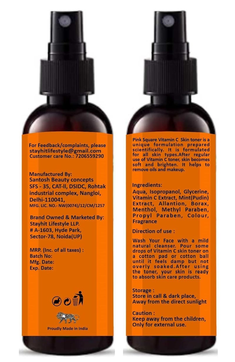 Pink Square Rose Petal Toner 100ML  Vitamin C Face Toner 100ML Rejuvenate The Skin  Restores pH Balance  Deep Cleanses Pores  Prevents Skin Infections Pack of 2 - Image 5
