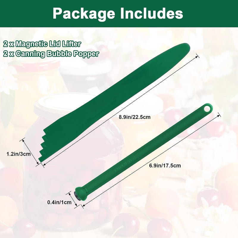 Catcan 4 PCS Canning Tools and Equipment Include 2 Pack Canning Magnetic Lid Lifter with 2 Pack Canning Bubble Popper Heat Resistant Home Easy Canning Kits (Green) - Image 2
