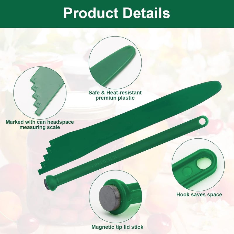 Catcan 4 PCS Canning Tools and Equipment Include 2 Pack Canning Magnetic Lid Lifter with 2 Pack Canning Bubble Popper Heat Resistant Home Easy Canning Kits (Green) - Image 3