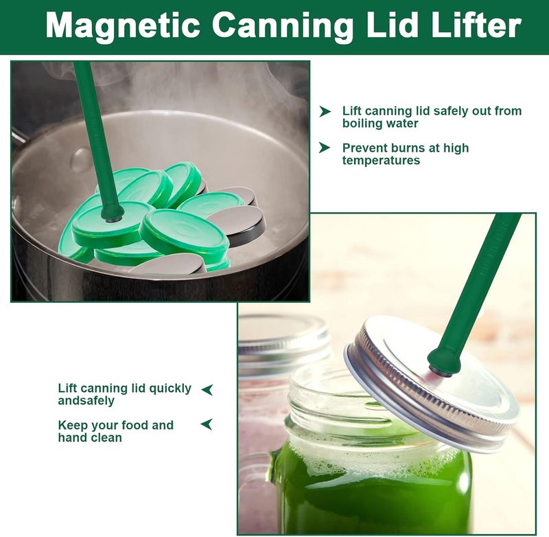 Catcan 4 PCS Canning Tools and Equipment Include 2 Pack Canning Magnetic Lid Lifter with 2 Pack Canning Bubble Popper Heat Resistant Home Easy Canning Kits (Green) - Image 4