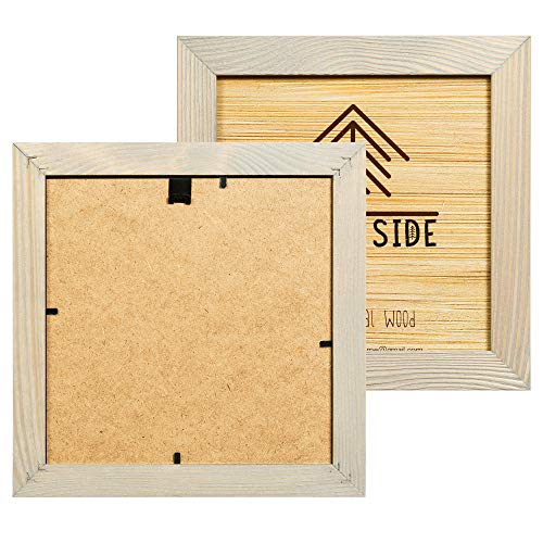 Woodside Rustic Wooden Square Picture Frames 8x8 - Set of 2-100% Natural Solid Eco Wood with Real Glass for Wall Mounting and Tabletop Photo Frame - Brown Grey - Image 3