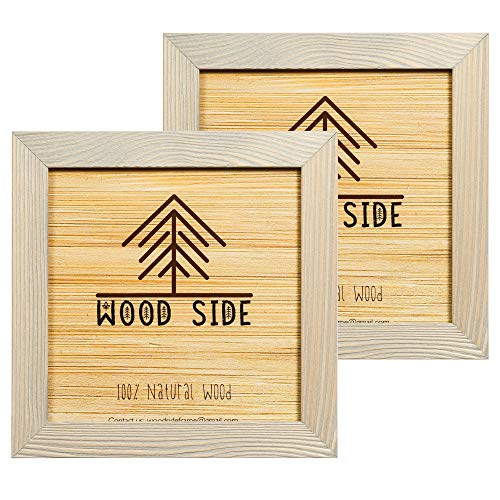 Woodside Rustic Wooden Square Picture Frames 8x8 - Set of 2-100% Natural Solid Eco Wood with Real Glass for Wall Mounting and Tabletop Photo Frame - Brown Grey - Image 1