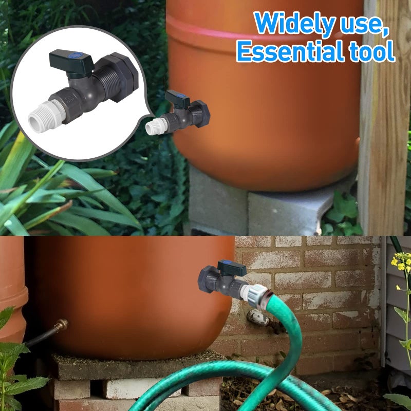 Suswillhit Rain Barrel Spigot Kit - Water Barrel PVC Garden Diverter Kit with Bulkhead Fitting Hose Faucet Adapter and Thread Seal Tape for Water Tanks, Aquariums, Tubs, Pools, Garden Barrels(2 Pack) - Image 5