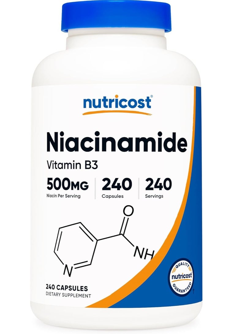 نياسيناميد فيتامين ب3 ٥٠٠ مجم، ٢٤٠ كبسولة تكفي لمدة ٨ أشهر - Image 1