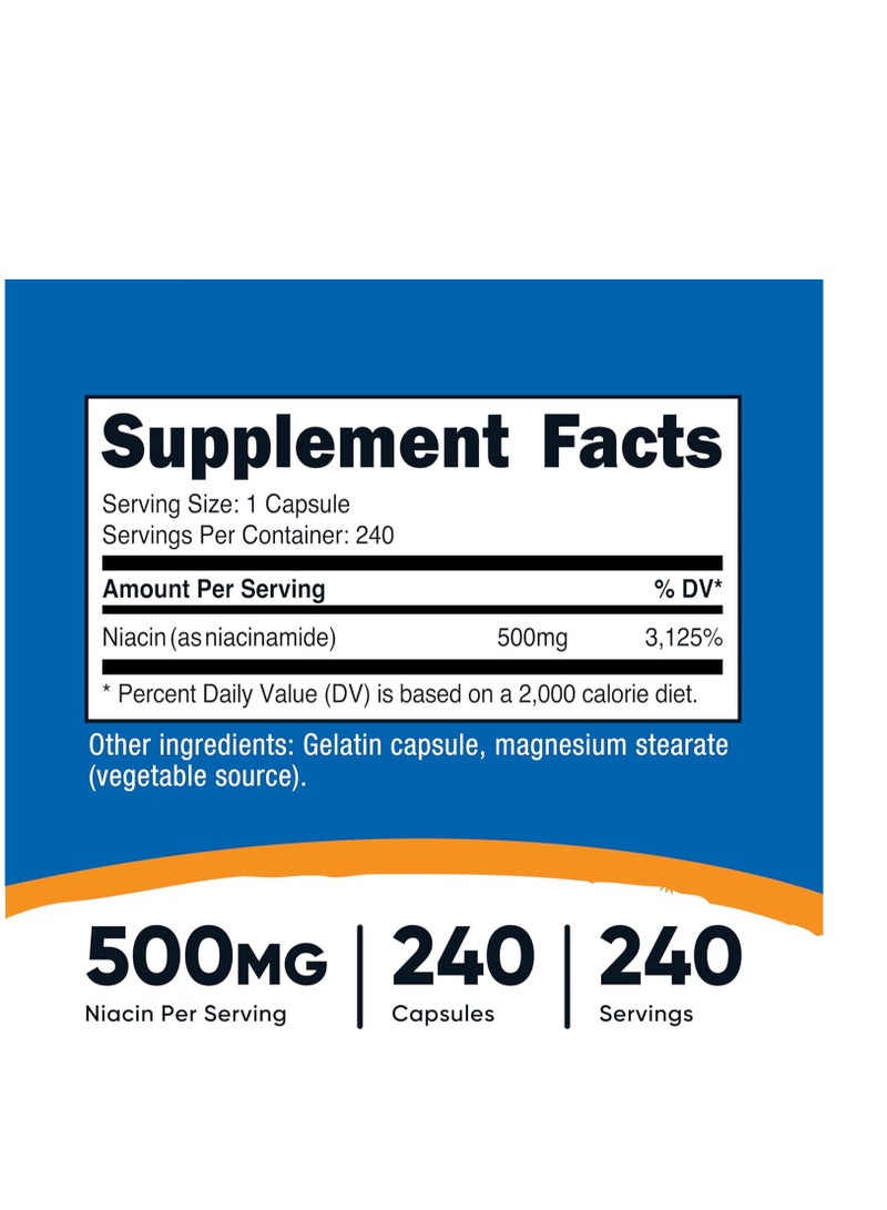 نياسيناميد فيتامين ب3 ٥٠٠ مجم، ٢٤٠ كبسولة تكفي لمدة ٨ أشهر - Image 2