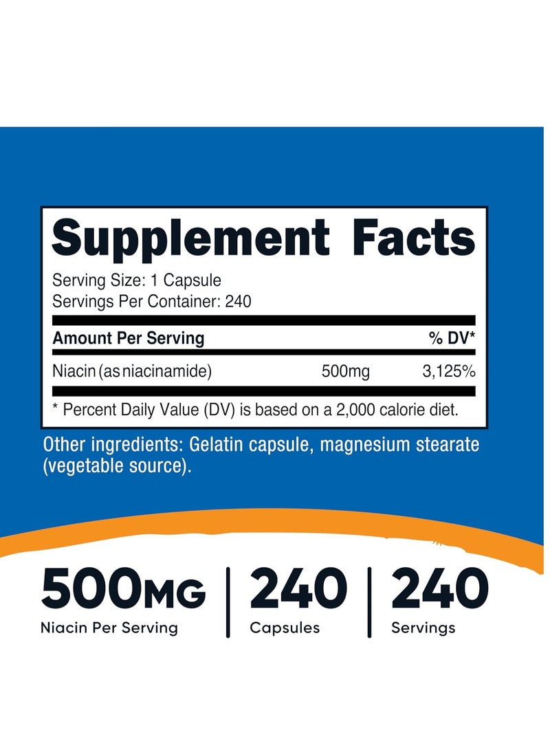 نياسيناميد فيتامين ب3 ٥٠٠ مجم، ٢٤٠ كبسولة تكفي لمدة ٨ أشهر - Image 3