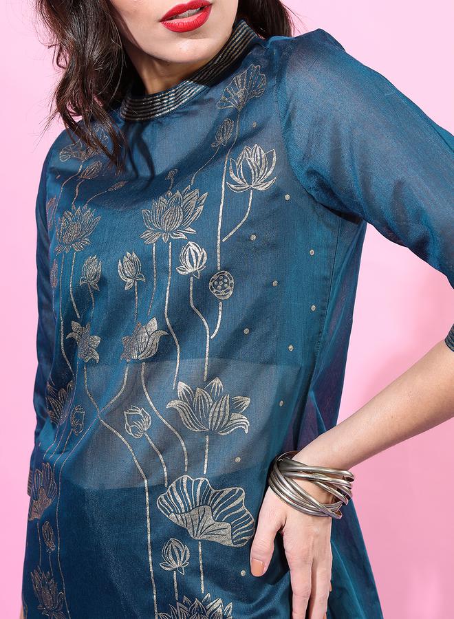 فيشود كورتا مطبوعة نسائية مع بطانة داخلية - Image 4