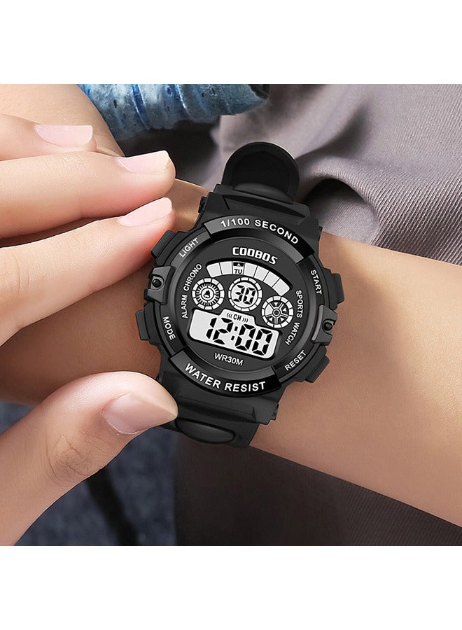 Coobos Kids Watch Water Resistant Rubber Digital Boys Watch Black  - Image 4