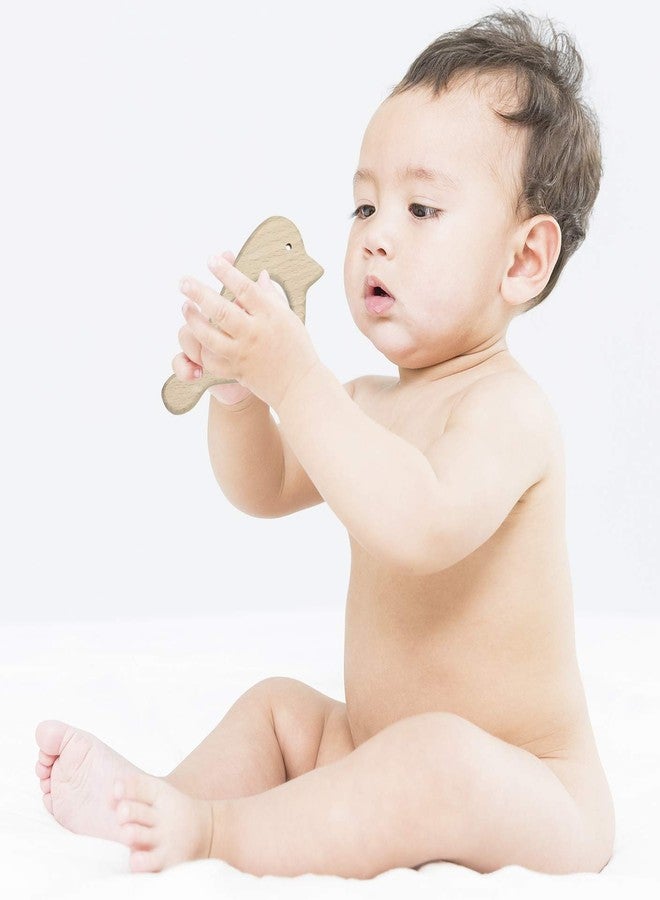 Penta Angel 10Pcs Wood Teething Rings Pain Relief Natural Wood Teething Toys Wooden Teether Animals for Infant Toddler, Turtles Swallows Dolphins Starfish Pigeons Birds Woodpeckers Fish Turtle - Image 5