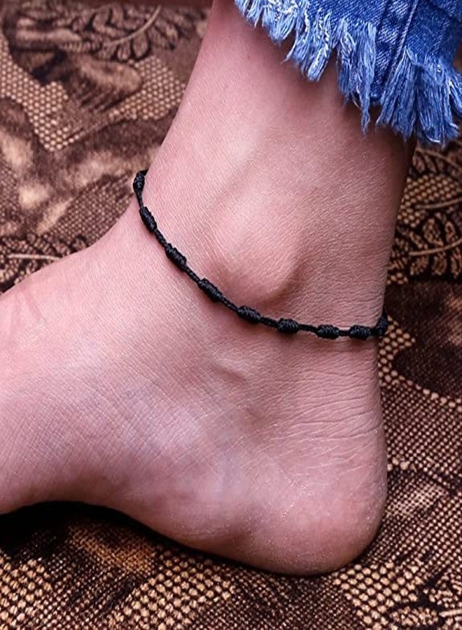 ARTIFICIAL TREE Nazar Dhaga Bracelet and Anklet Set | Adjustable Black Thread with Knotted Beads | Protective Accessory for Men, Women, Girls & Boys (AT ANK 005) - Image 3