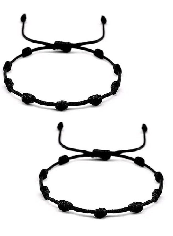 ARTIFICIAL TREE Nazar Dhaga Bracelet and Anklet Set | Adjustable Black Thread with Knotted Beads | Protective Accessory for Men, Women, Girls & Boys (AT ANK 005) - Image 1