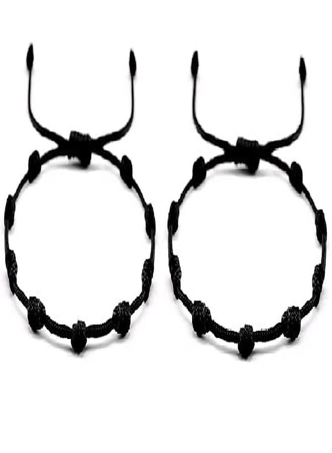 ARTIFICIAL TREE Nazar Dhaga Bracelet and Anklet Set | Adjustable Black Thread with Knotted Beads | Protective Accessory for Men, Women, Girls & Boys (AT ANK 005) - Image 2