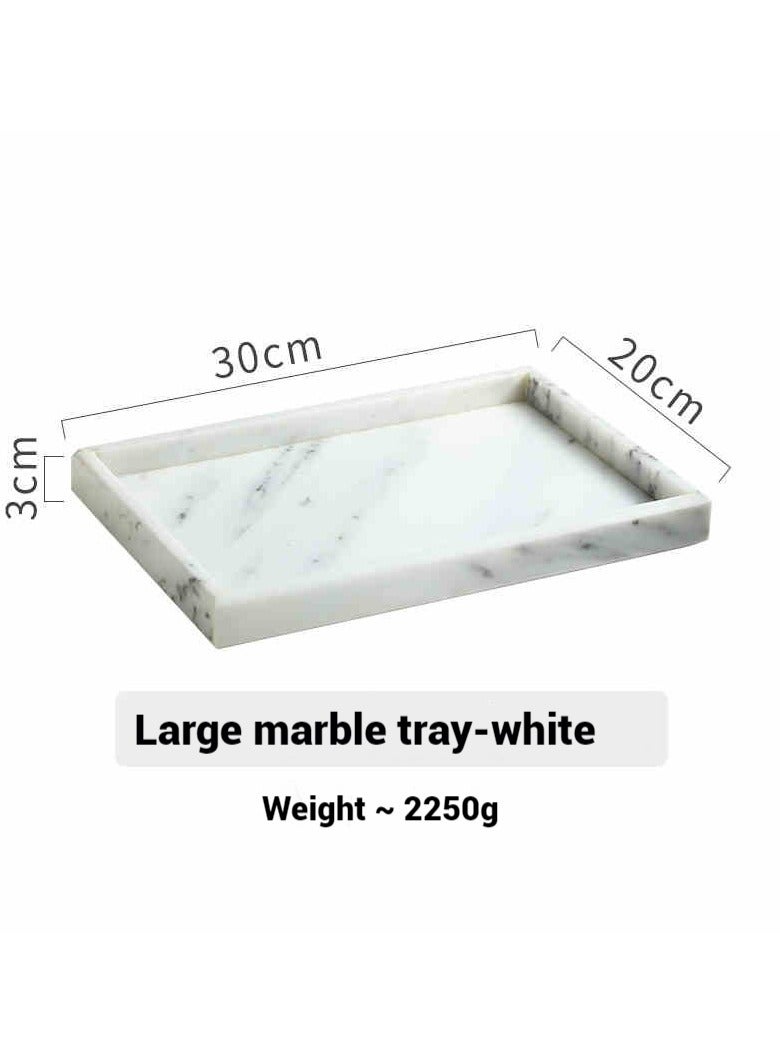JiFENG Natural Marble Vanity Tray, Dresser Organizer Tray, Bathroom Tray, Home Decor,Multipurpose Tray - 30 x 20 CM - Image 3