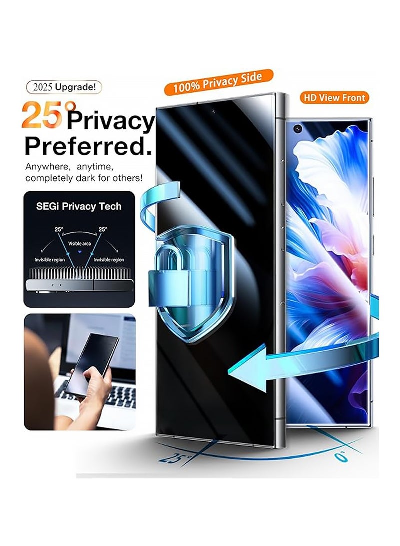 SNBFA 2 Pack Samsung Galaxy S25 Ultra Privacy Screen Protector Tempered Glass,Anti-Spy,Fingerprint Unlocking,Full Coverage,S25 Ultra Accessories,Case Friendly,Easy Installation - Image 2