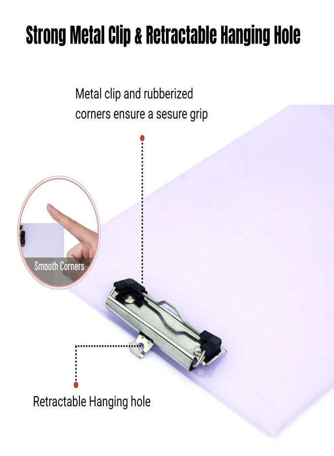 Bambalio Plastic 14 x 9.7 Clipboard Writing Pad Clipboards Drawing/Writing/Clipboard with Clip | Sturdy, Lightweight for Office, School, College, White (Semi Transparent) - Image 3