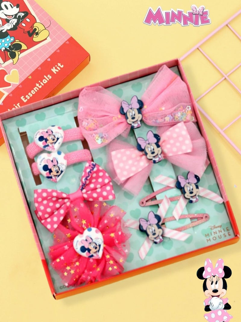 Yellow Bee Disney Minnie Mouse Hair Accessories Gift Set for Girls – Bows, Clips & Bands in Light Pink and Dark Pink, Pack of 8 - Image 2