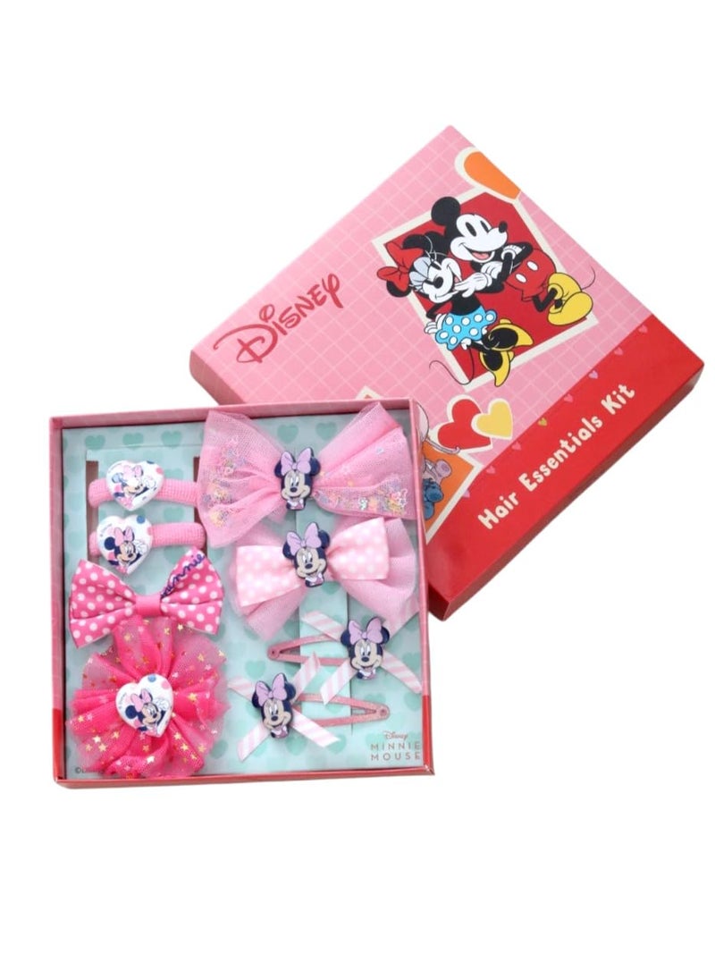Yellow Bee Disney Minnie Mouse Hair Accessories Gift Set for Girls – Bows, Clips & Bands in Light Pink and Dark Pink, Pack of 8 - Image 1