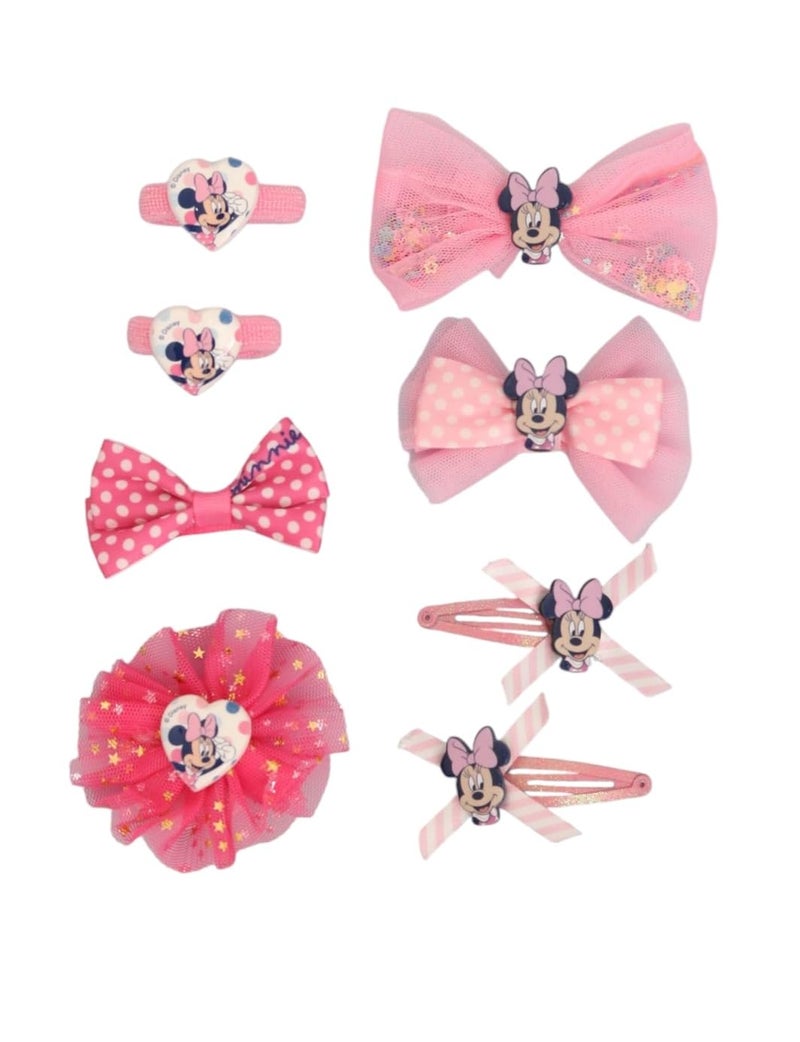 Yellow Bee Disney Minnie Mouse Hair Accessories Gift Set for Girls – Bows, Clips & Bands in Light Pink and Dark Pink, Pack of 8 - Image 5