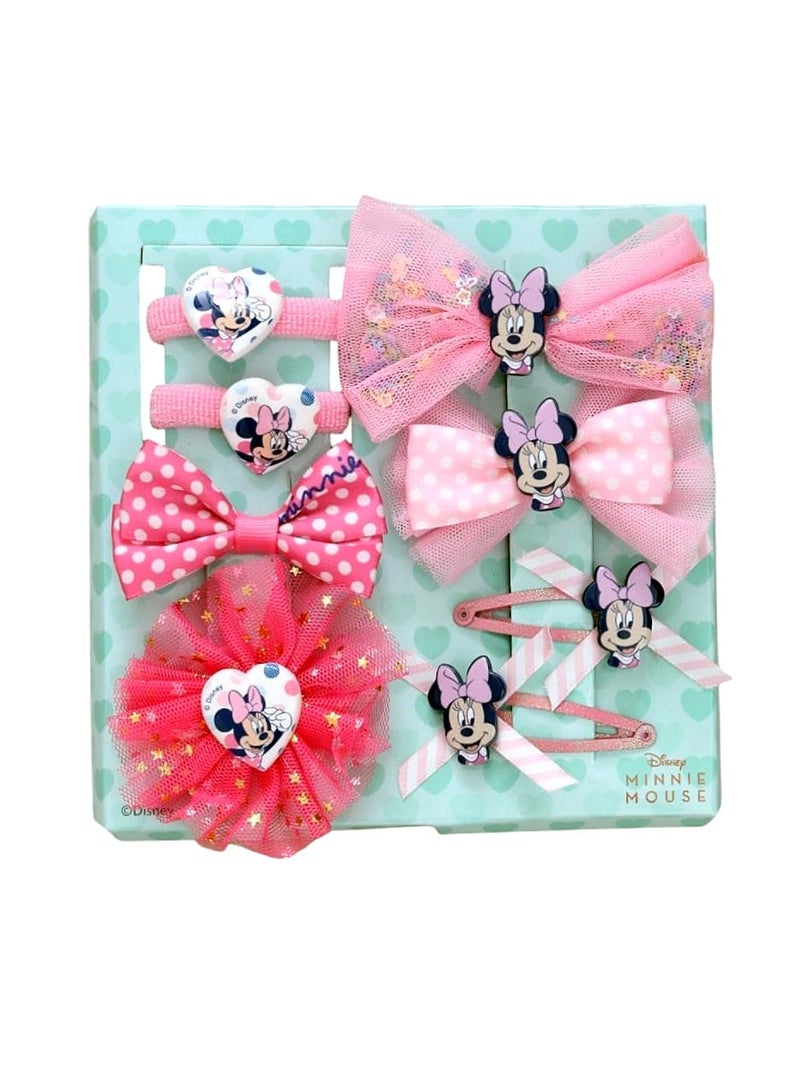 Yellow Bee Disney Minnie Mouse Hair Accessories Gift Set for Girls – Bows, Clips & Bands in Light Pink and Dark Pink, Pack of 8 - Image 4