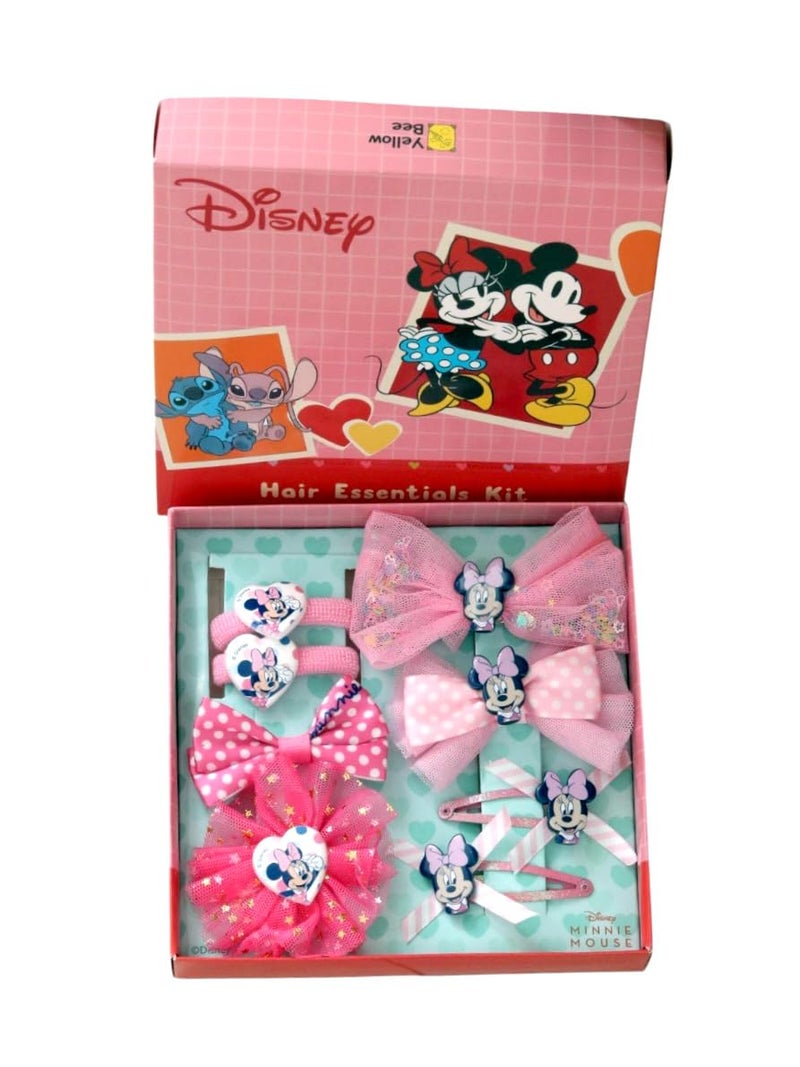 Yellow Bee Disney Minnie Mouse Hair Accessories Gift Set for Girls – Bows, Clips & Bands in Light Pink and Dark Pink, Pack of 8 - Image 3