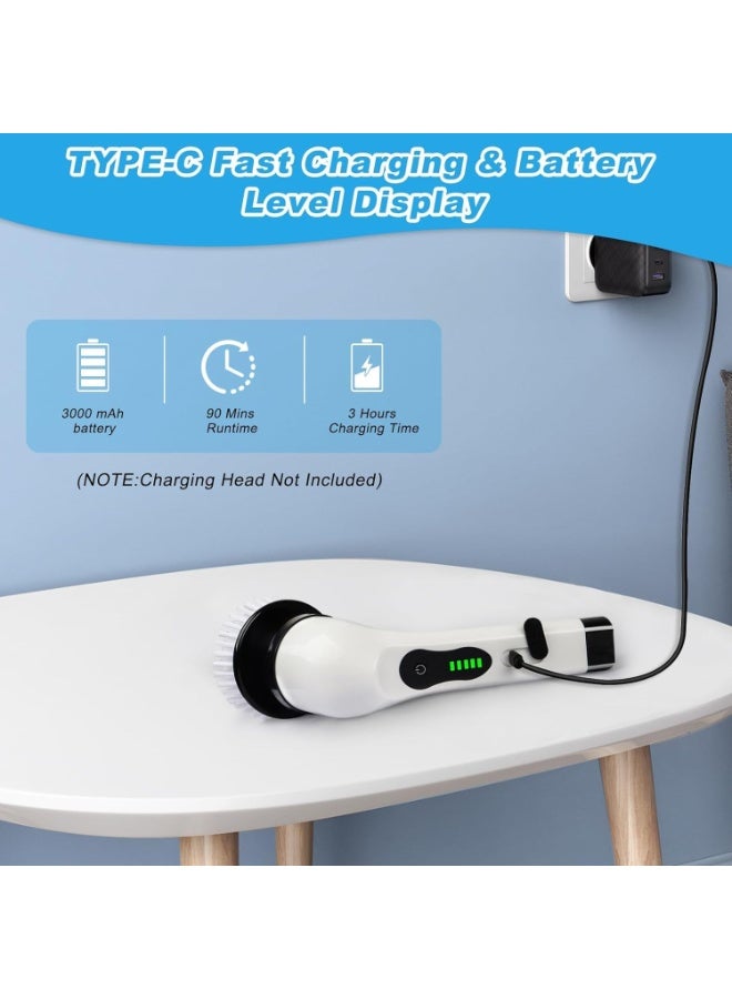Home Cordless Electric Scrubber, Dual-Speed Cleaning Brush with 9 Replaceable Heads & 3 Adjustable Telescopic Rods, Type-C Charging, 25W Power, for Kitchen, Tiles, Bathtub & Floor Cleaning - Image 2