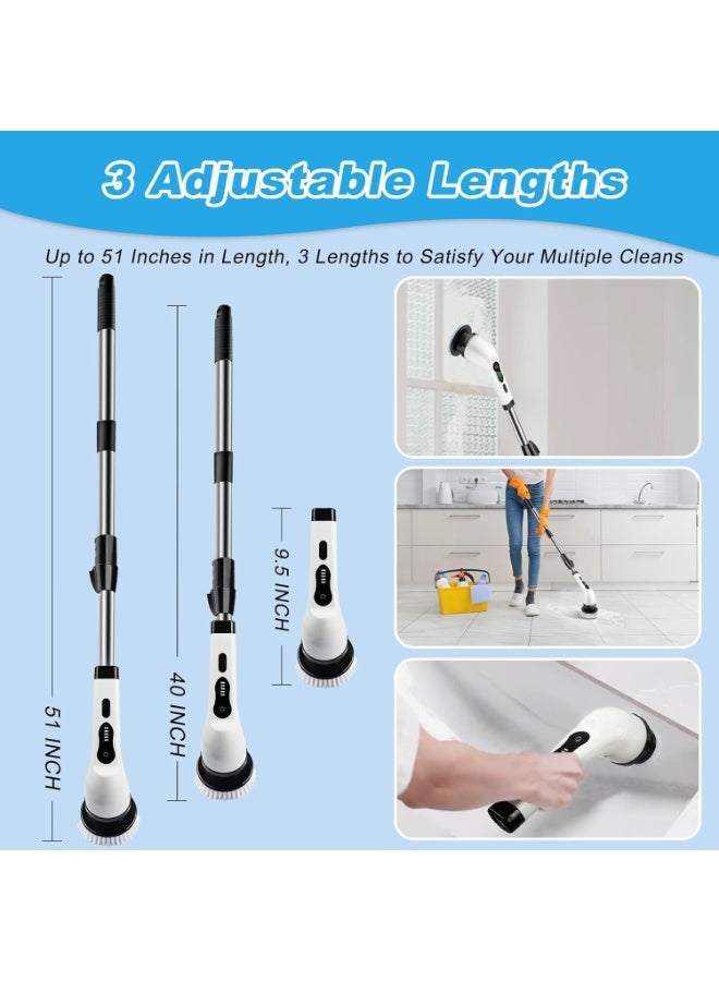 Home Cordless Electric Scrubber, Dual-Speed Cleaning Brush with 9 Replaceable Heads & 3 Adjustable Telescopic Rods, Type-C Charging, 25W Power, for Kitchen, Tiles, Bathtub & Floor Cleaning - Image 3