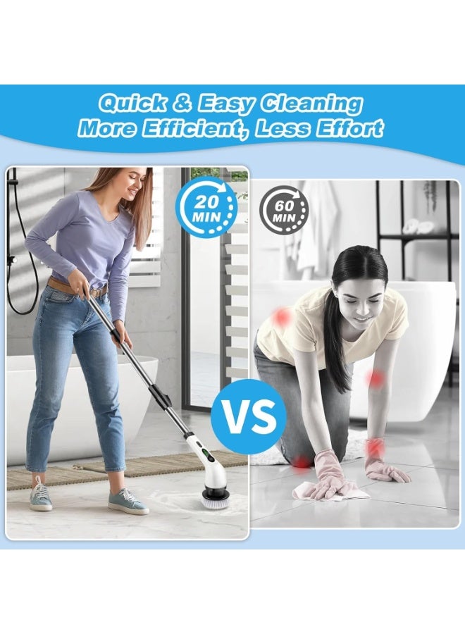 Home Cordless Electric Scrubber, Dual-Speed Cleaning Brush with 9 Replaceable Heads & 3 Adjustable Telescopic Rods, Type-C Charging, 25W Power, for Kitchen, Tiles, Bathtub & Floor Cleaning - Image 5
