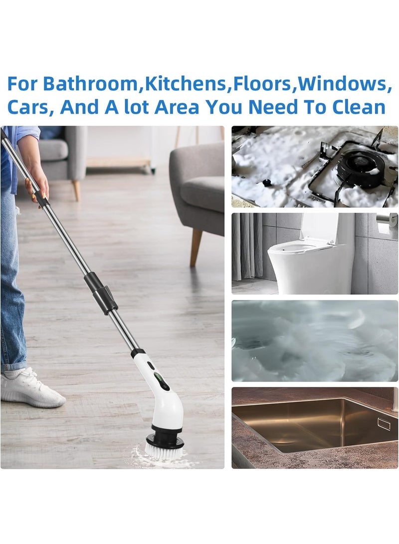 Home Cordless Electric Scrubber, Dual-Speed Cleaning Brush with 9 Replaceable Heads & 3 Adjustable Telescopic Rods, Type-C Charging, 25W Power, for Kitchen, Tiles, Bathtub & Floor Cleaning - Image 4
