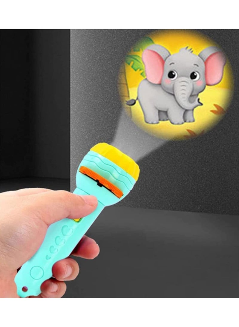 Kids Projector Slide Projector Flashlight with 42 Patterns Projector Torch with Animals Fruits Transports for Kids Early Education Learning Projector Toys (3 Years +)