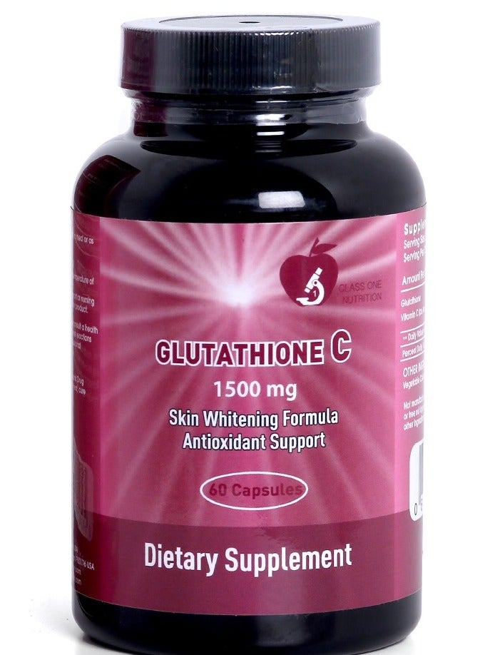 Miami Glutathione C 1500 Mg Skin Whitening Formula Antioxidant Support Capsules 60'S - Image 2