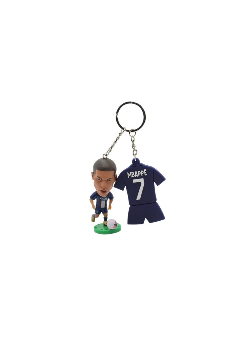 Football Star Bobblehead & Jersey Keychain Set | Mbappe Figurine For Car Dashboard Or Desk | Collectible Gift For Soccer Fans  - Image 1