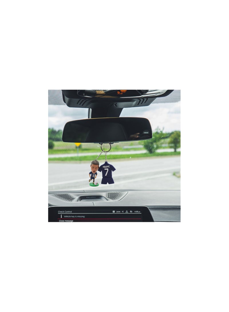 Football Star Bobblehead & Jersey Keychain Set | Mbappe Figurine For Car Dashboard Or Desk | Collectible Gift For Soccer Fans  - Image 2