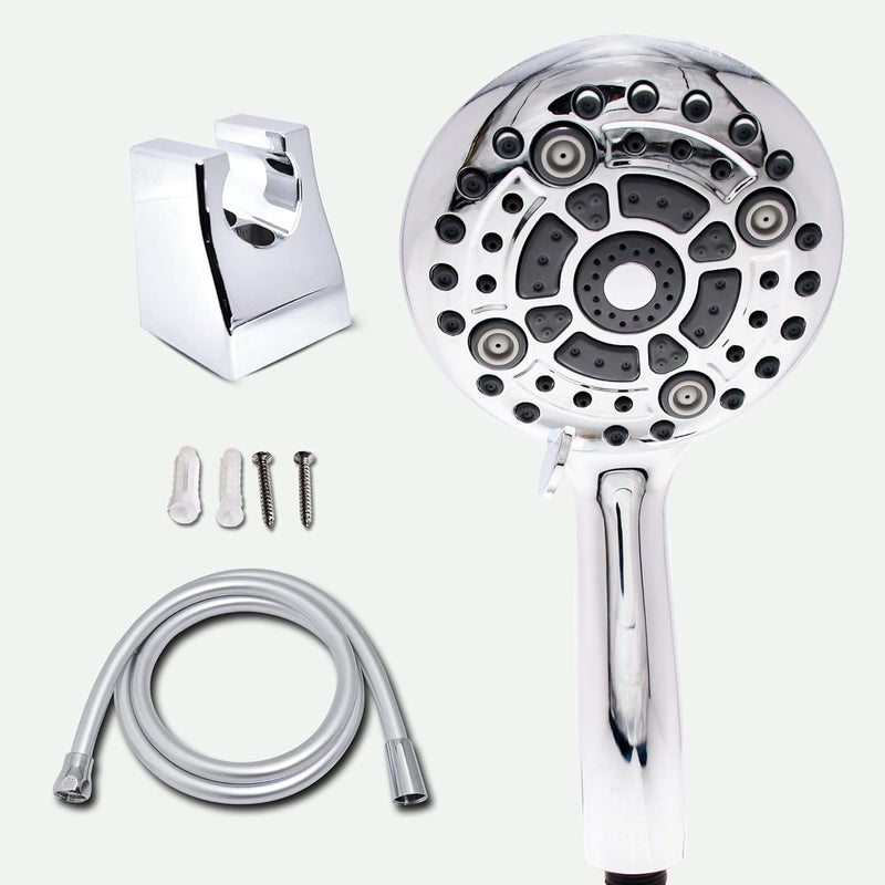 PLATINEX DB BATHWARE INDIA PRIVATE LIMITED DB Bathware LOOPY 6 Gear Multi Functional Hand Shower Set Shower Head with 15m Hose Pipe And Wall Hook Ultimate Comfort Premium Bathroom Shower ABS Chrome Finish - Image 5