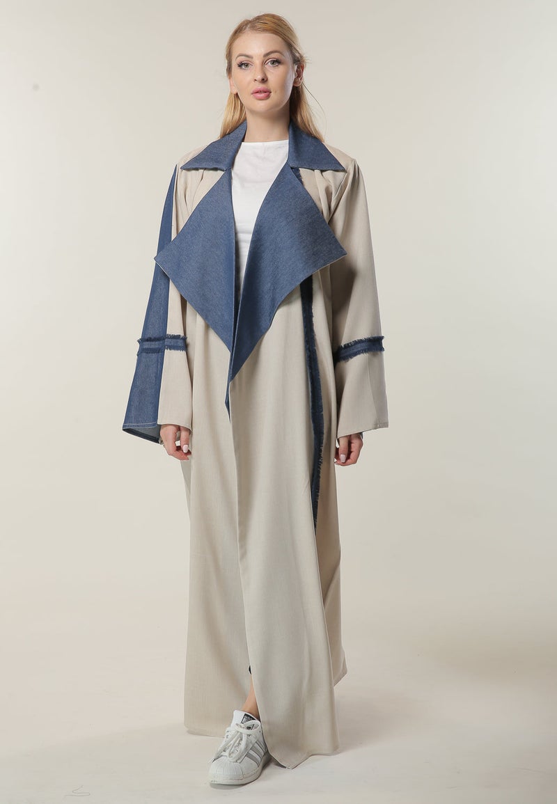 Moistreet Denim Collar  Casual Abaya - Image 2