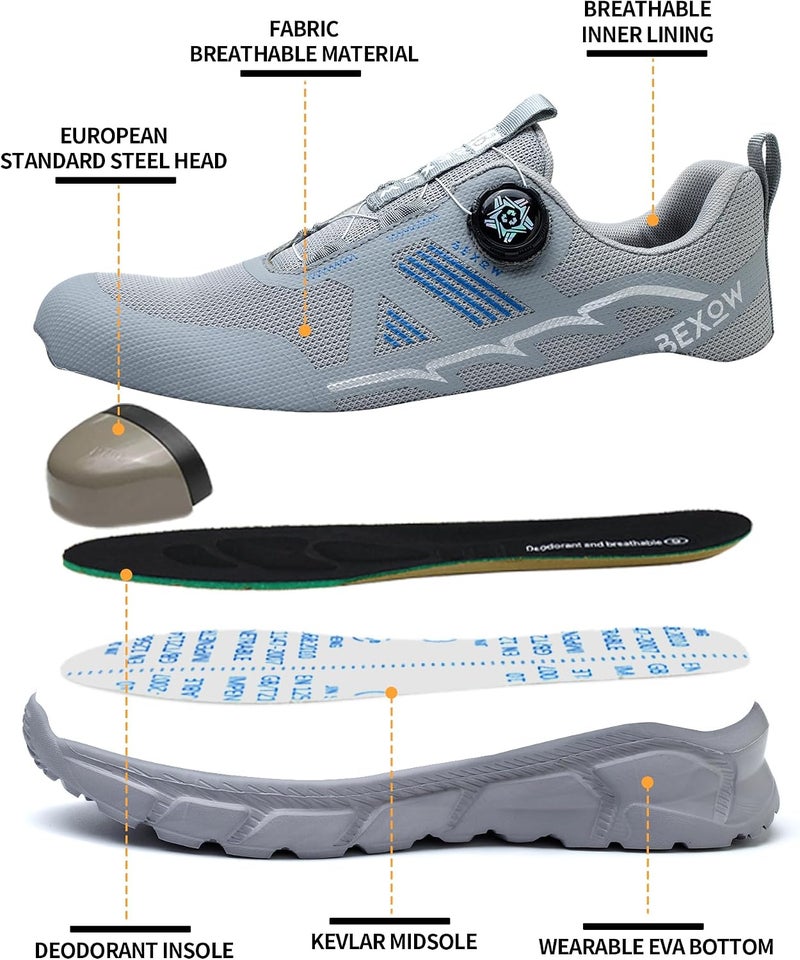 Bexow Premium Safety Shoes Steel Toe Lightweight Work Sneakers Industrial Footwear for Men and Women - Image 3
