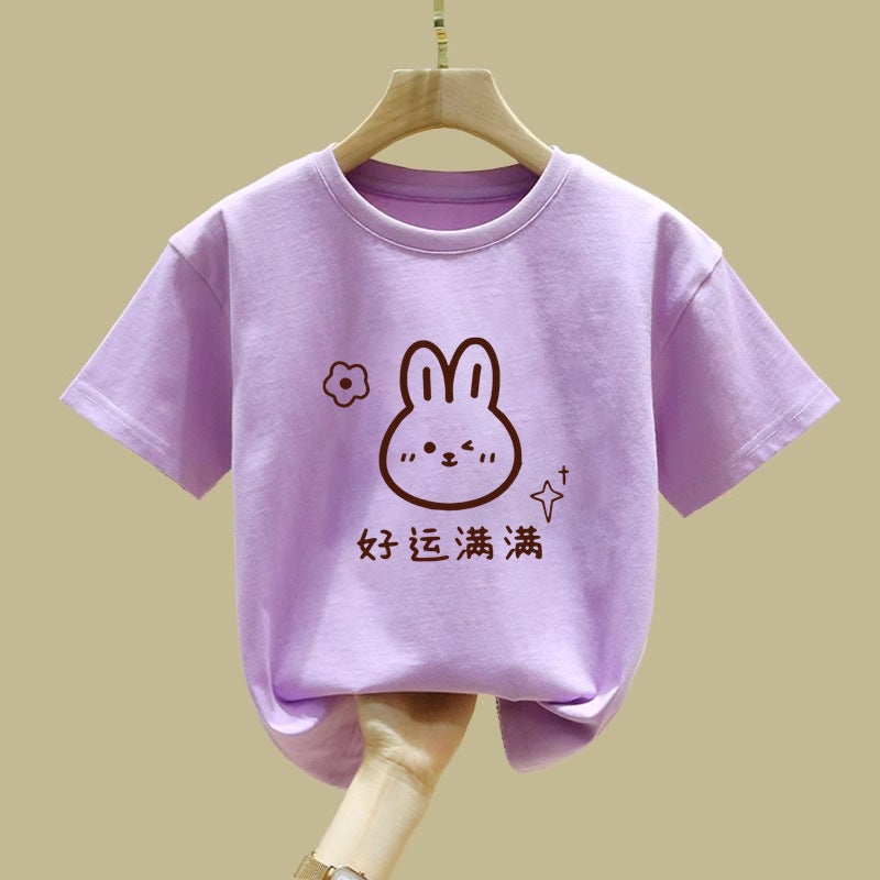 2524# Children'S Cotton Short-Sleeved T-Shirt 2025 Summer Korean Style Western Style Middle And Large Children'S Loose Cartoon Half-Sleeved Shirt For Boys And Girls - Image 4