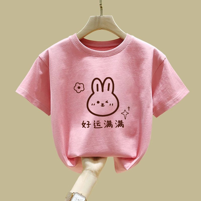 2524# Children'S Cotton Short-Sleeved T-Shirt 2025 Summer Korean Style Western Style Middle And Large Children'S Loose Cartoon Half-Sleeved Shirt For Boys And Girls - Image 3