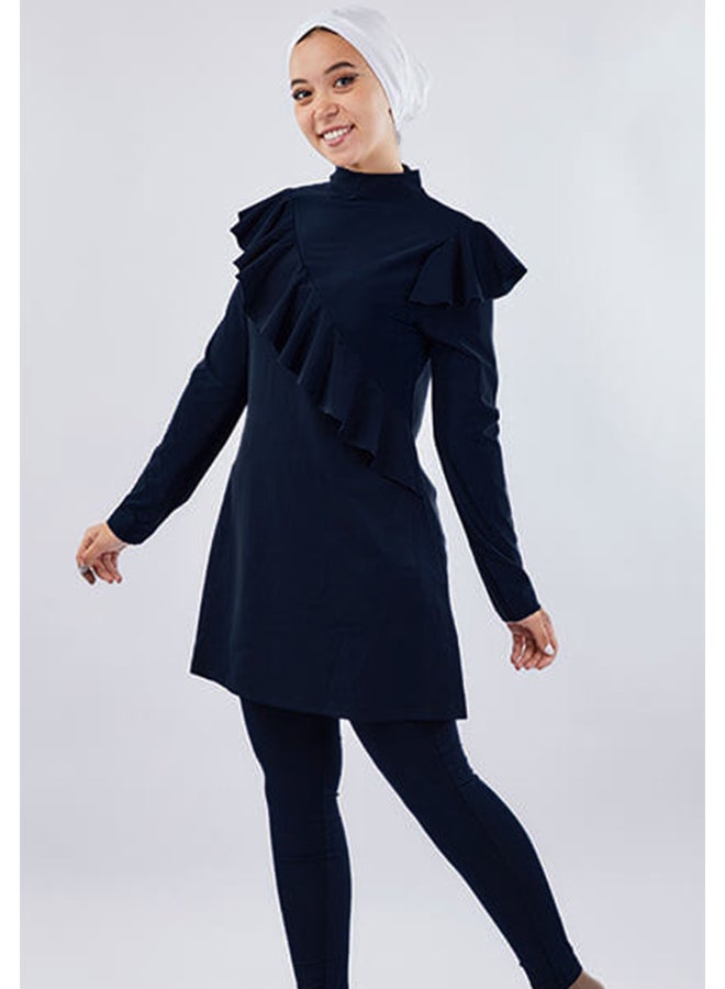 Tie Shop Ruffles Burkini Dark Blue For Women 