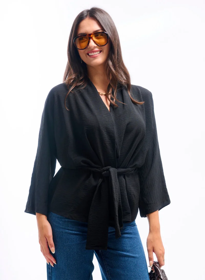 Black Soft Belted Jacket