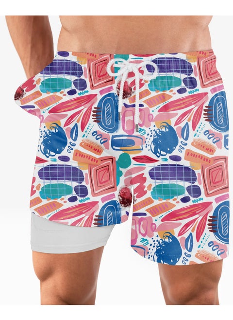 Colorful Printed Polyester Waterproof Swimming Wear.