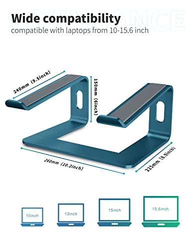 SOUNDANCE Laptop Stand Aluminum Computer Riser Ergonomic Laptops Elevator for Desk Metal Holder Compatible with 10 to 156 Inches Notebook Computer Navy Blue - Image 3