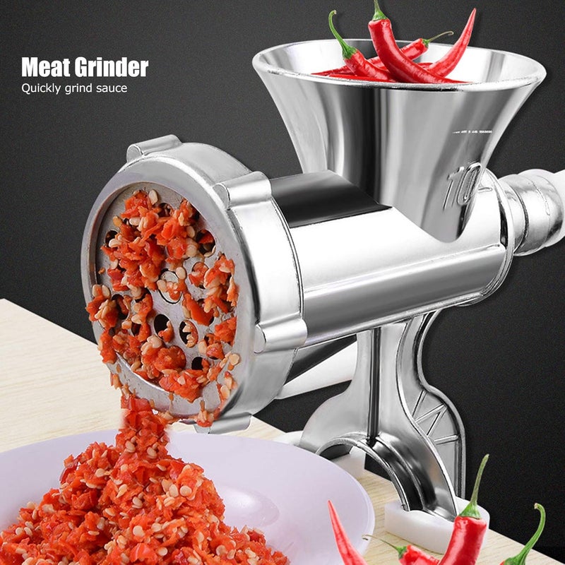 Manual Meat Grinder Household Sausage Maker, Solid Aluminum Alloy Hand Crank Meat Grinding Kit, Household Pork Mincer Sausage Maker Sausage Stuffer Funnel DIY Beef Burger - Image 2