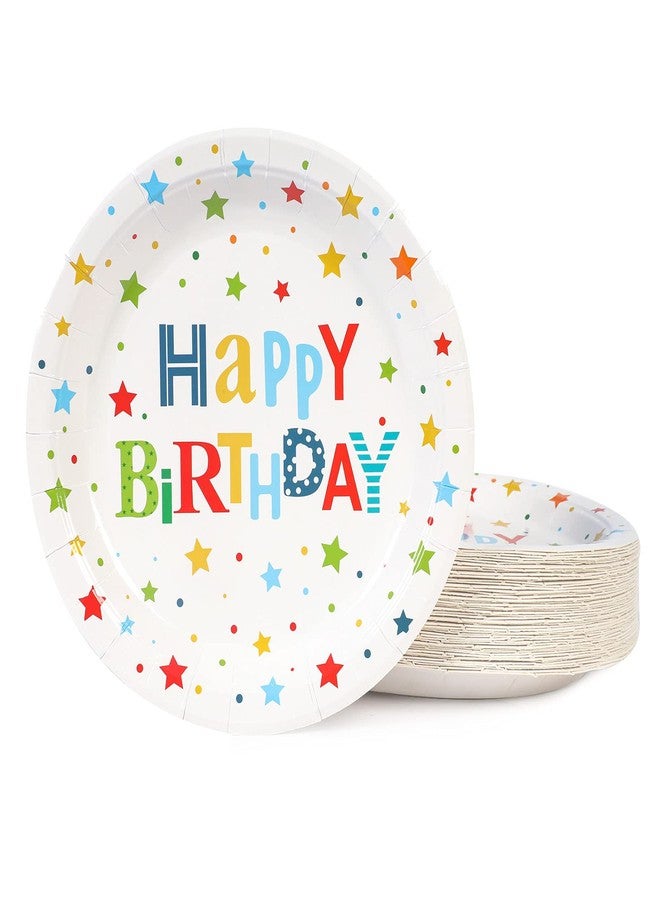 CENLBJ Happy Birthday Party Plates, 9inch-50pcs, Birthday Party Paper Plates, for Decorations - Image 1