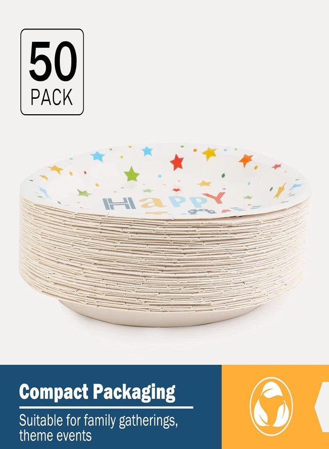 CENLBJ Happy Birthday Party Plates, 9inch-50pcs, Birthday Party Paper Plates, for Decorations - Image 4