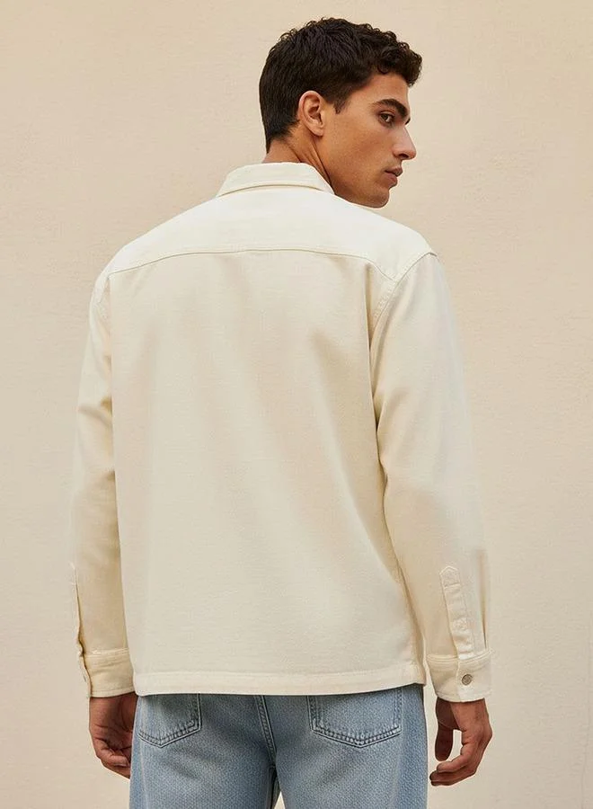 Lee Cooper WHITE Lee Cooper Regular Fit Collared Long Sleeves Shirt for Men | Best Price UAE